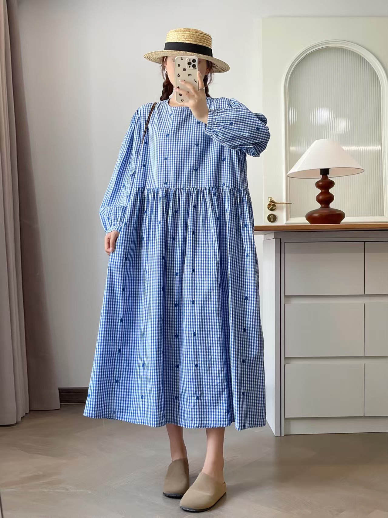 Embroidery Yellow Dress - 가슴 118cm 모리 소녀 가을 일본식