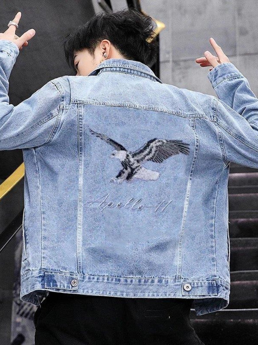 Embroidery Jeans - 새로운 2026 남성 데님 재킷 봄