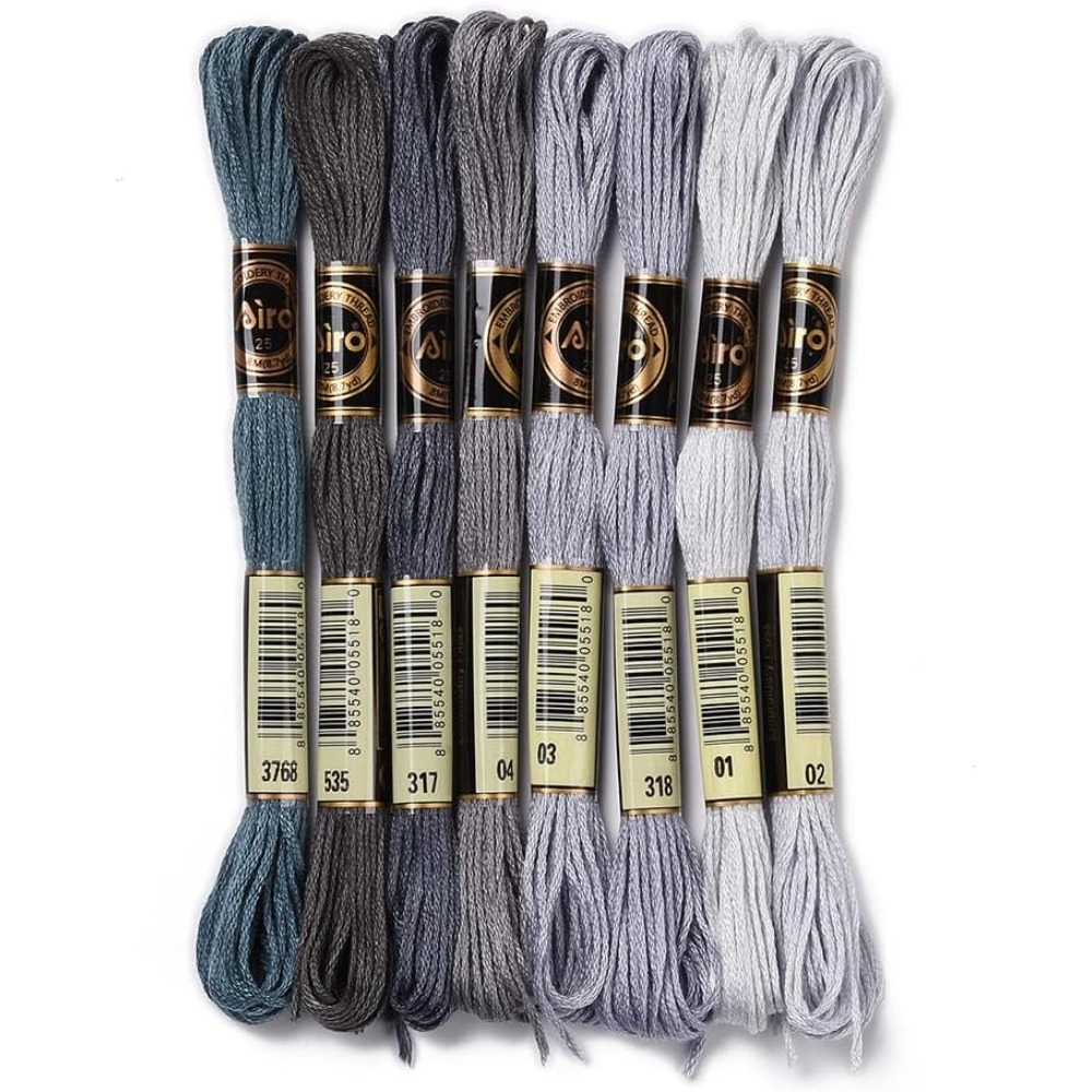 Embroidery Thread - 8 Skeins 70 야드 회색 우정