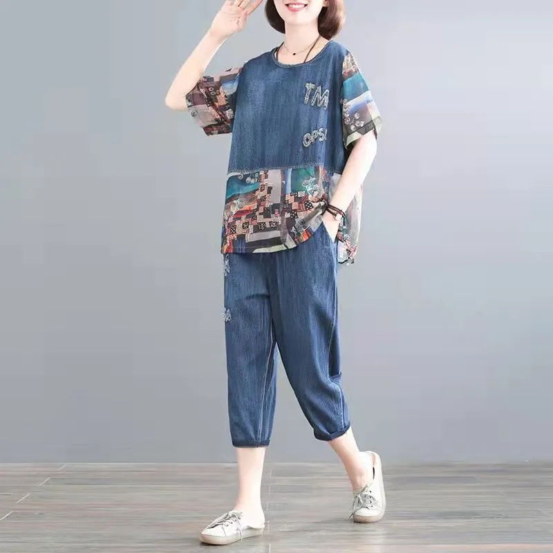 Embroidery Jeans - 5XL 여름 여성 청바지 세트 봄