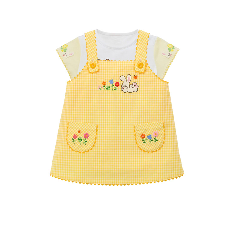 Embroidery Yellow Dress - 3-6Y 코튼 옐로우 코튼 귀여운 만화