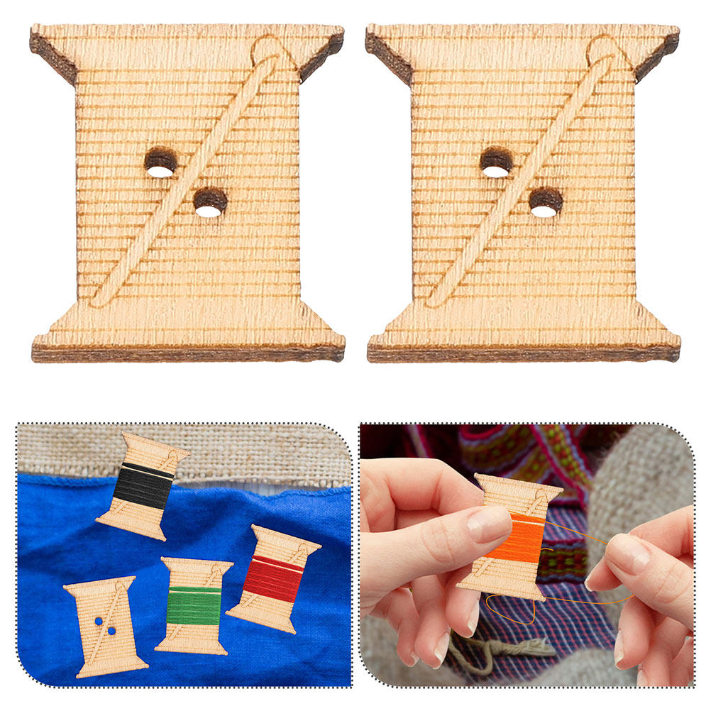 Embroidery Thread - 100개 나무 재질 재봉틀 실 보빈,