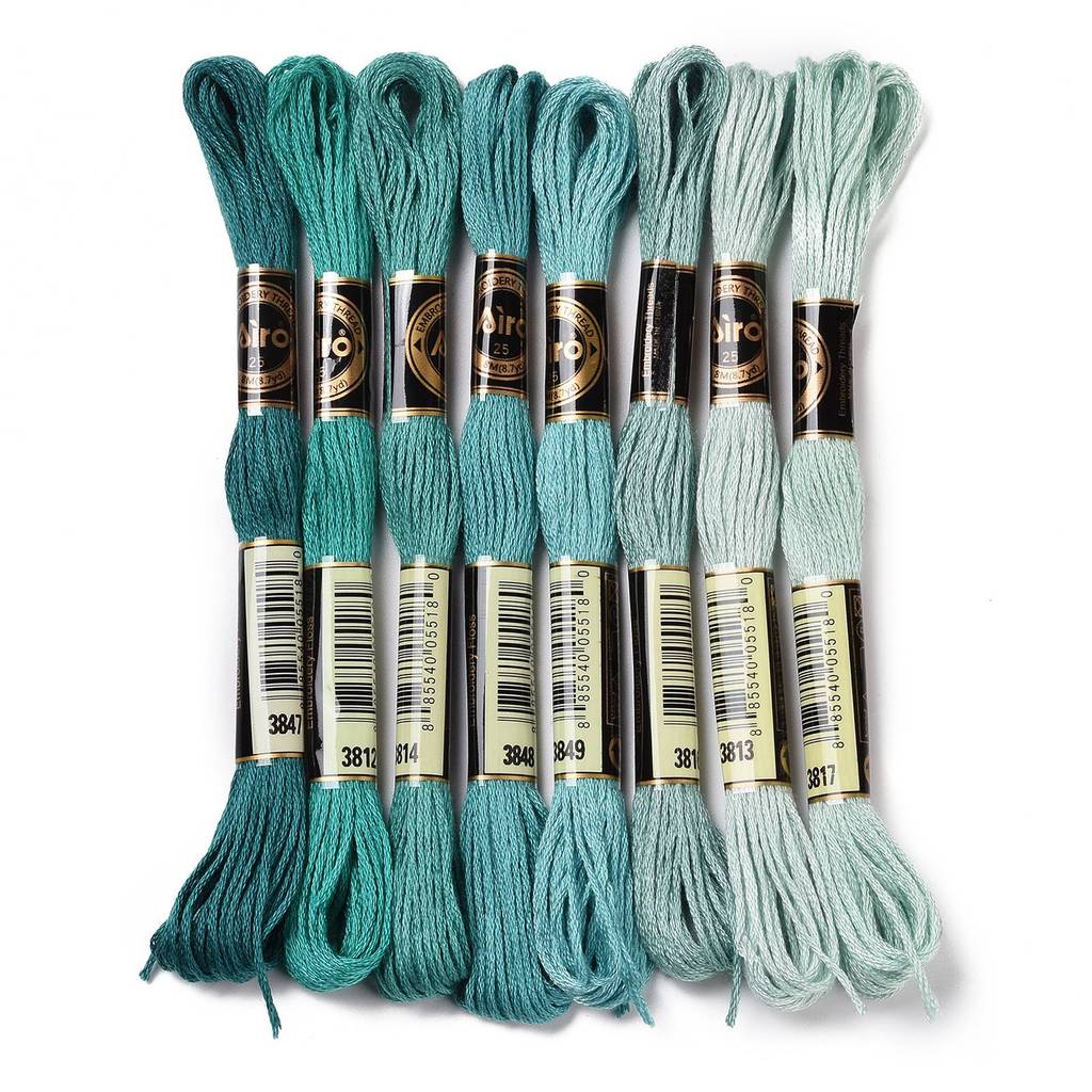 Embroidery Thread - 1세트 8가닥 0.5mm 6겹 폴리에스터 자수실