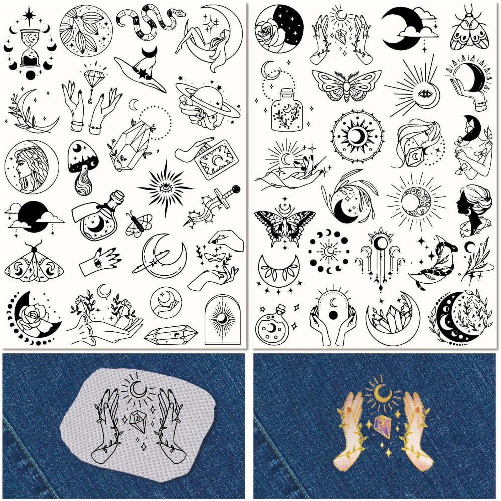 Embroidery Thread - 51Pcs Boho Moon Sun 수용성 자수