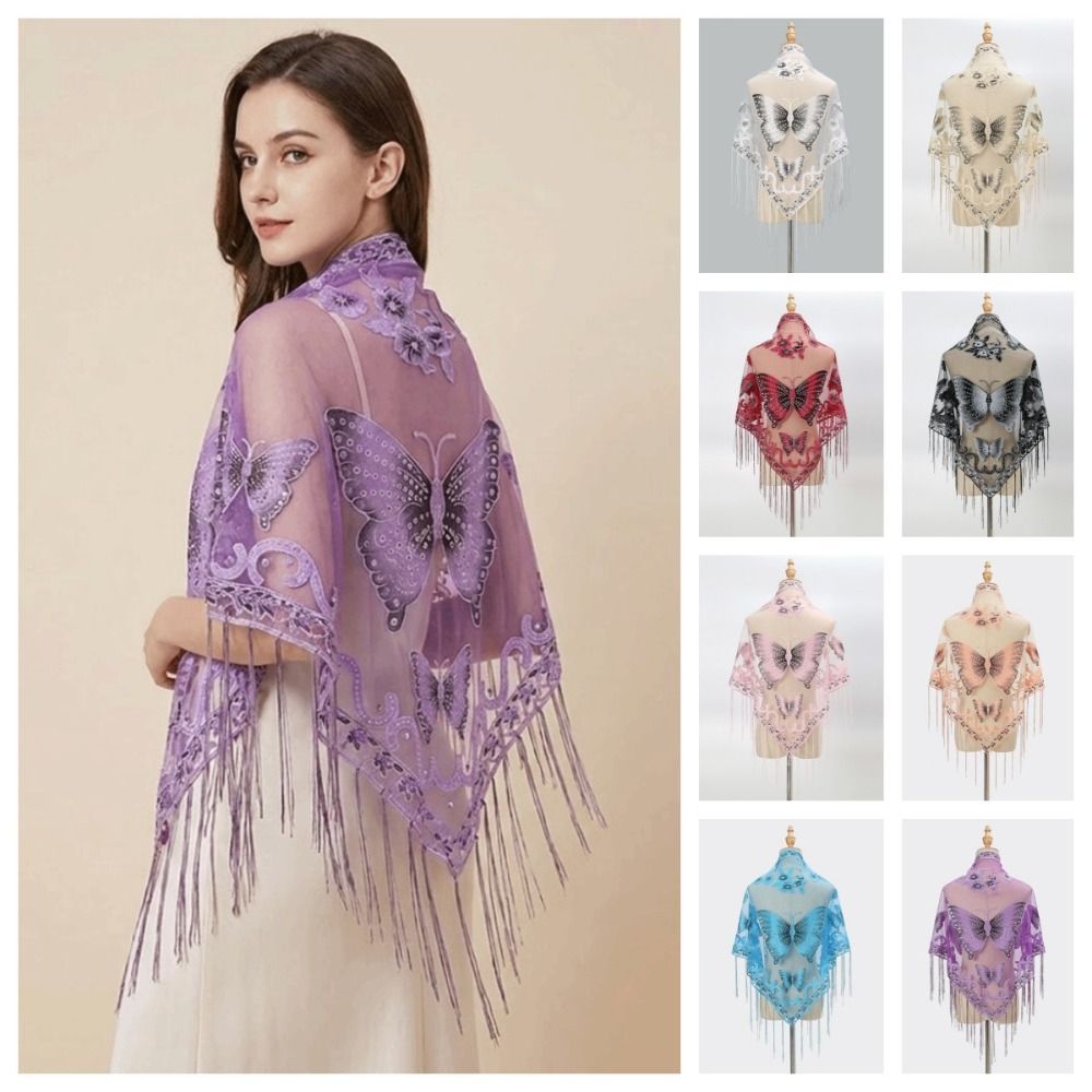 럭셔리 플라워 레이스 속이 비치는 스카프 나비 자수 태 - Embroidery Hoop Square 리뷰 및 가격