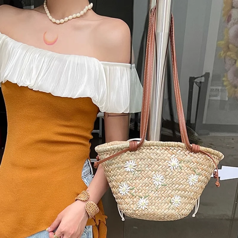 캐주얼 내추럴 스트로 숄더 우븐 여성 핸드백 여름 비치 - Embroidery Bali 리뷰 및 가격