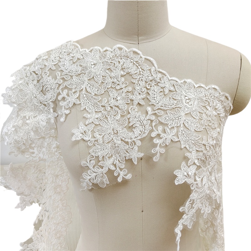 5-10야드. 고품질 레이온 아이보리 화이트 플라워 보 - Embroidery Veil 리뷰 및 가격