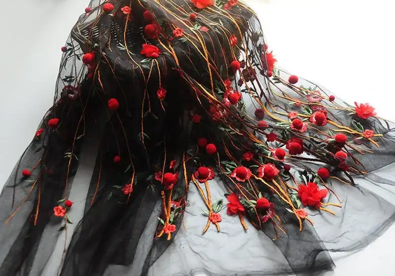 3D 시폰 꽃 폼폼 자수 레이스 원단 부드러운 핑크 그 - Embroidery Veil 리뷰 및 가격