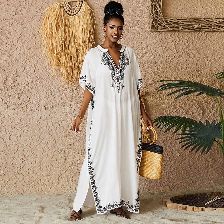 Kaftan 드레스 여성용 수영복 수영복 커버 업 플러 - Embroidery Kaftan 리뷰 및 가격