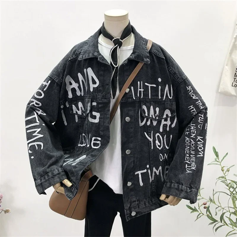 가을 한국어 편지 자수 데님 자켓 코트 여성 느슨한 중 - Embroidery Jeans 리뷰 및 가격