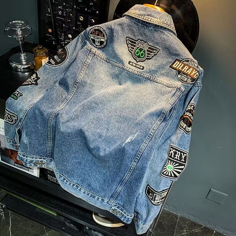 남성 하이 스트리트 자수 패치 데님 재킷 오버사이즈 봄 - Embroidery Patch 리뷰 및 가격
