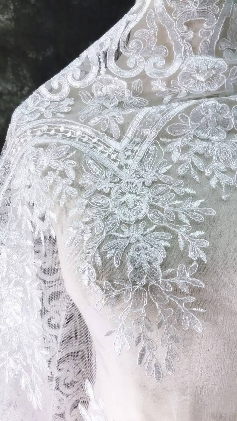화이트 빈티지 꽃 자수 레이스 원단 섬세한 꽃 얇은 명 - Embroidery Veil 리뷰 및 가격