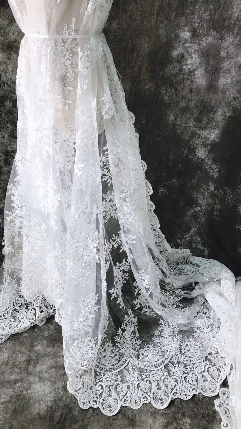 화이트 빈티지 꽃 자수 레이스 원단 섬세한 꽃 얇은 명 - Embroidery Veil 리뷰 및 가격