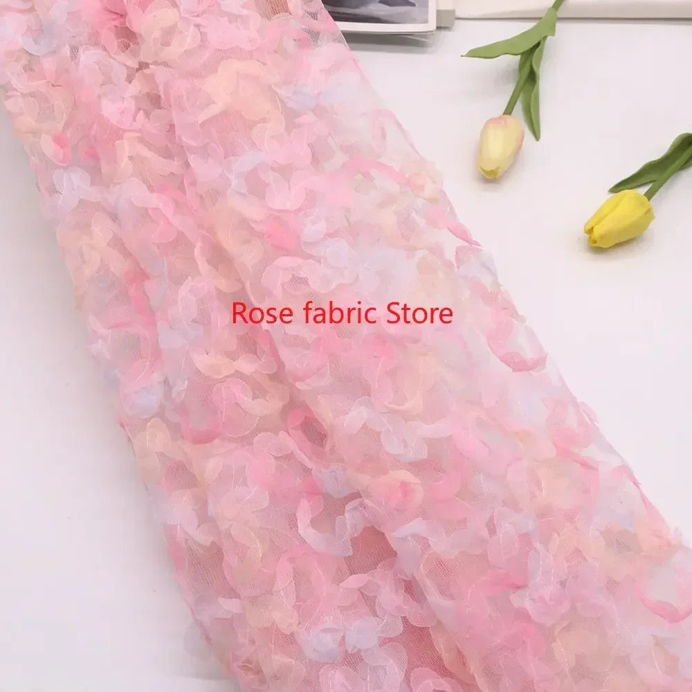그라데이션 시폰 로즈 크로셰 레이스 원단 레인보우 시폰 - Embroidery Veil 리뷰 및 가격