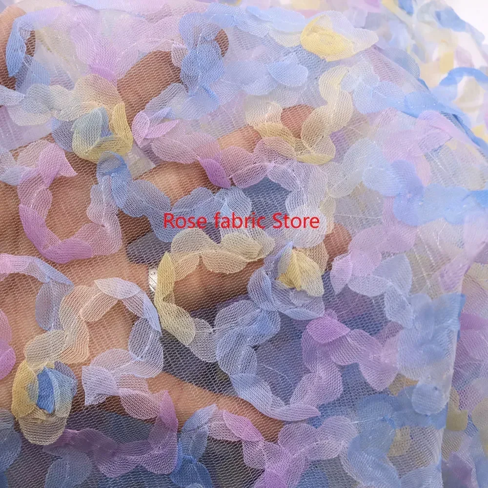 그라데이션 시폰 로즈 크로셰 레이스 원단 레인보우 시폰 - Embroidery Veil 리뷰 및 가격