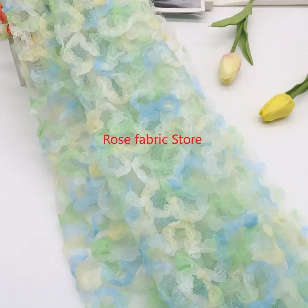 그라데이션 시폰 로즈 크로셰 레이스 원단 레인보우 시폰 - Embroidery Veil 리뷰 및 가격