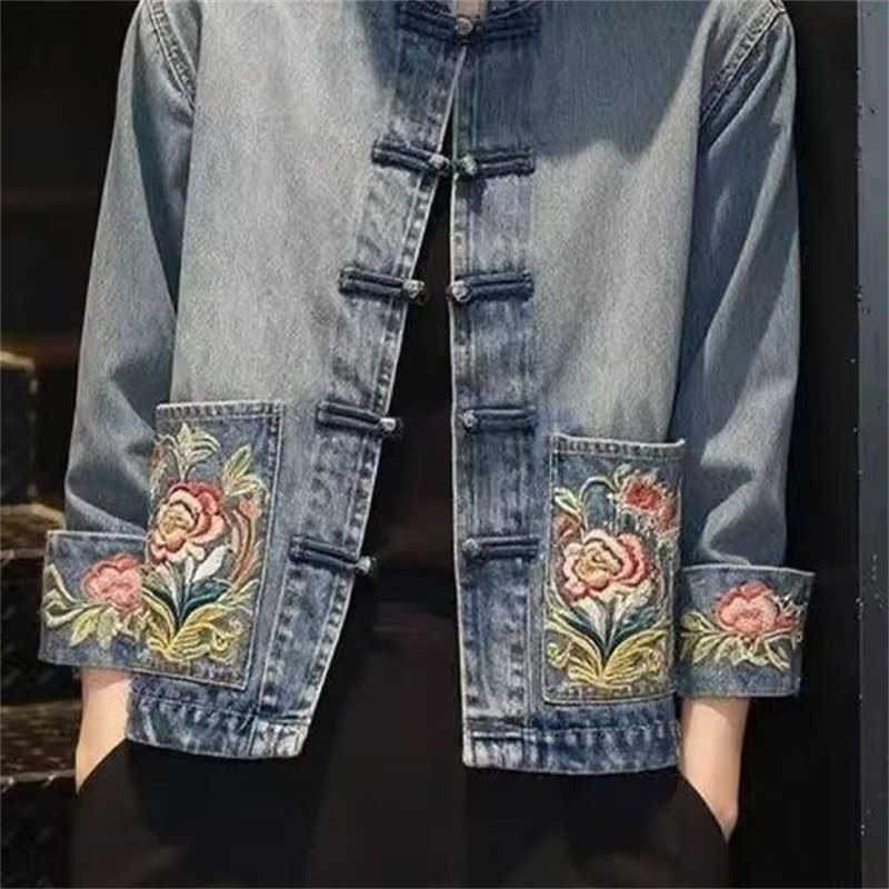 봄 가을 아름다운 자수 카우보이 코트 여성 데님 재킷  - Embroidery Jeans 리뷰 및 가격