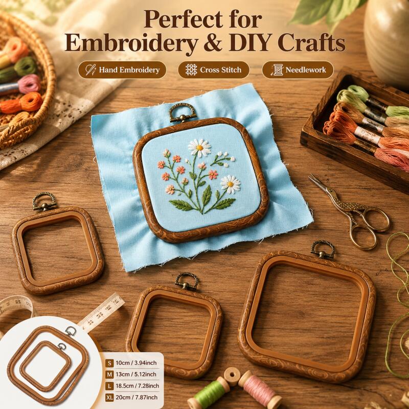 정사각형 장식용 인조 나무 십자수 프레임, 3가지 크기 - Embroidery Hoop Square 리뷰 및 가격