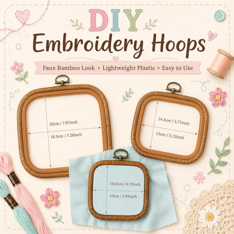 정사각형 장식용 인조 나무 십자수 프레임, 3가지 크기 - Embroidery Hoop Square 리뷰 및 가격