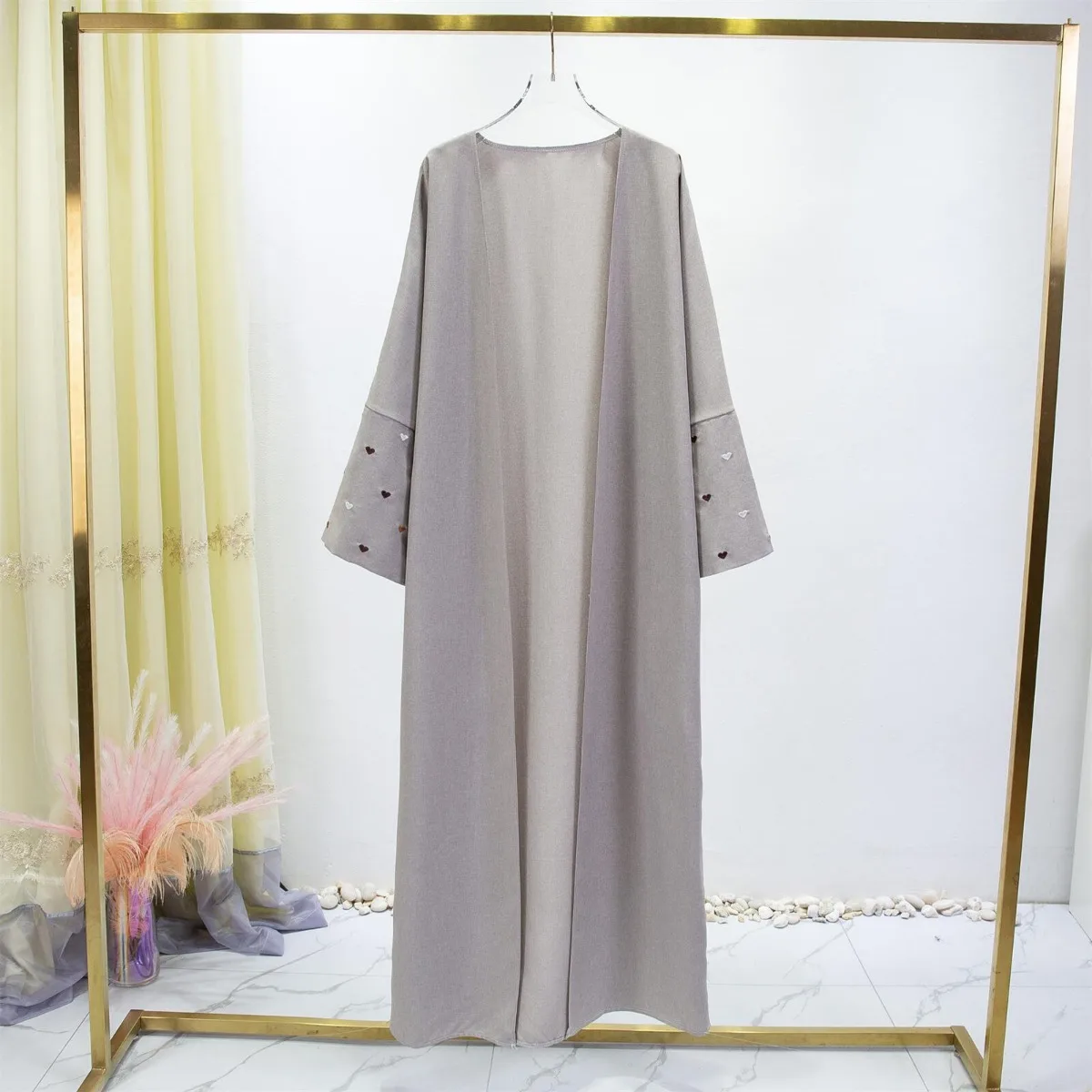 Jilbabs 오픈 프론트 아바야 긴팔 맥시 길이 원피 - Embroidery Kaftan 리뷰 및 가격