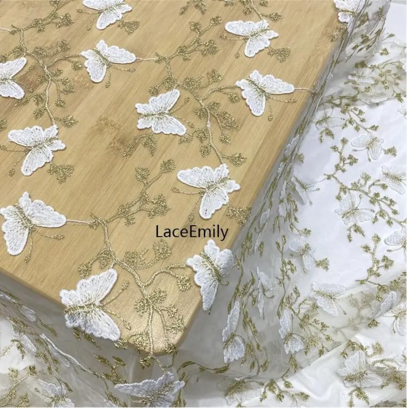 3D 나비 레이스 원단, 골드 실 자수 튤 원단, 웨딩 - Embroidery Veil 리뷰 및 가격