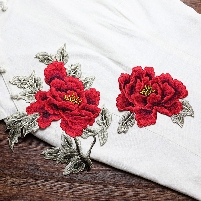 1 쌍 레드 핑크 옐로우 자수 꽃 패치 웨딩 드레스 D - Embroidery Yellow Dress 리뷰 및 가격