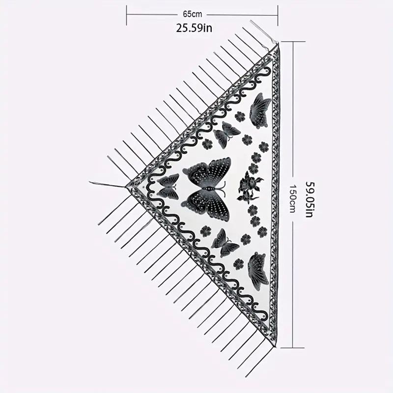 여성용 삼각형 스카프 나비 자수 레이스 태슬 숄, 우아 - Embroidery Hoop Square 리뷰 및 가격