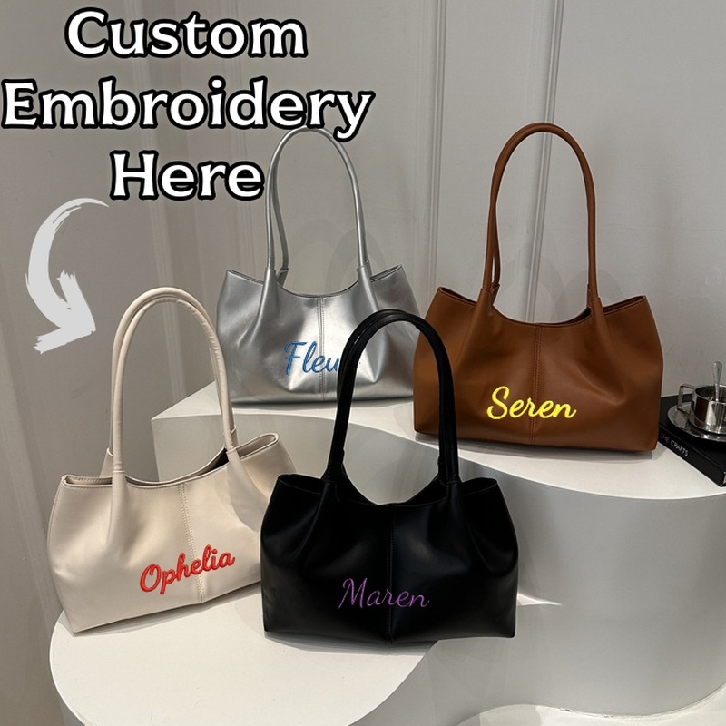 맞춤 자수 이지 언더암 토트백 긴 스트랩 싱글 숄더 디 - Embroidery Name Designs 리뷰 및 가격