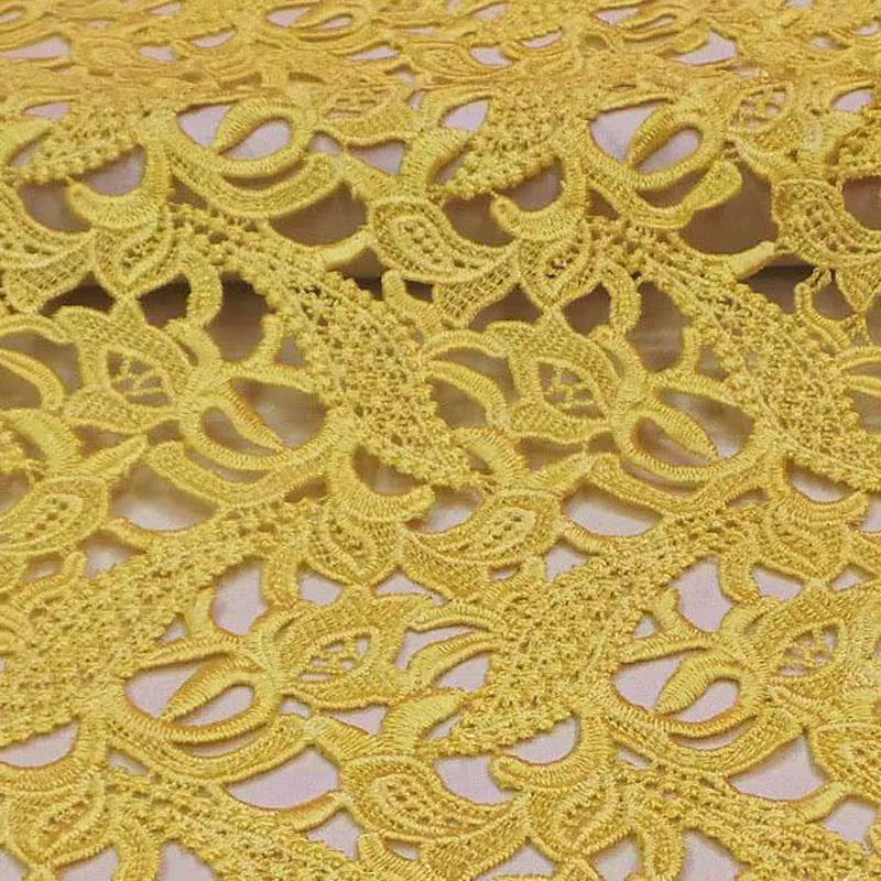 고급 레이스 원단, 노란색 스테레오 자수 골드 꽃무늬  - Embroidery Yellow Dress 리뷰 및 가격