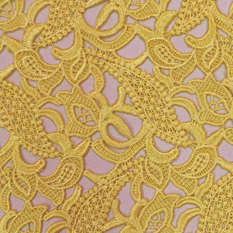 고급 레이스 원단, 노란색 스테레오 자수 골드 꽃무늬  - Embroidery Yellow Dress 리뷰 및 가격