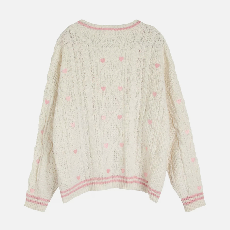 핑크 하트 버튼 자수 패치가 있는 연인용 가디건 부드러 - Embroidery Patch 리뷰 및 가격