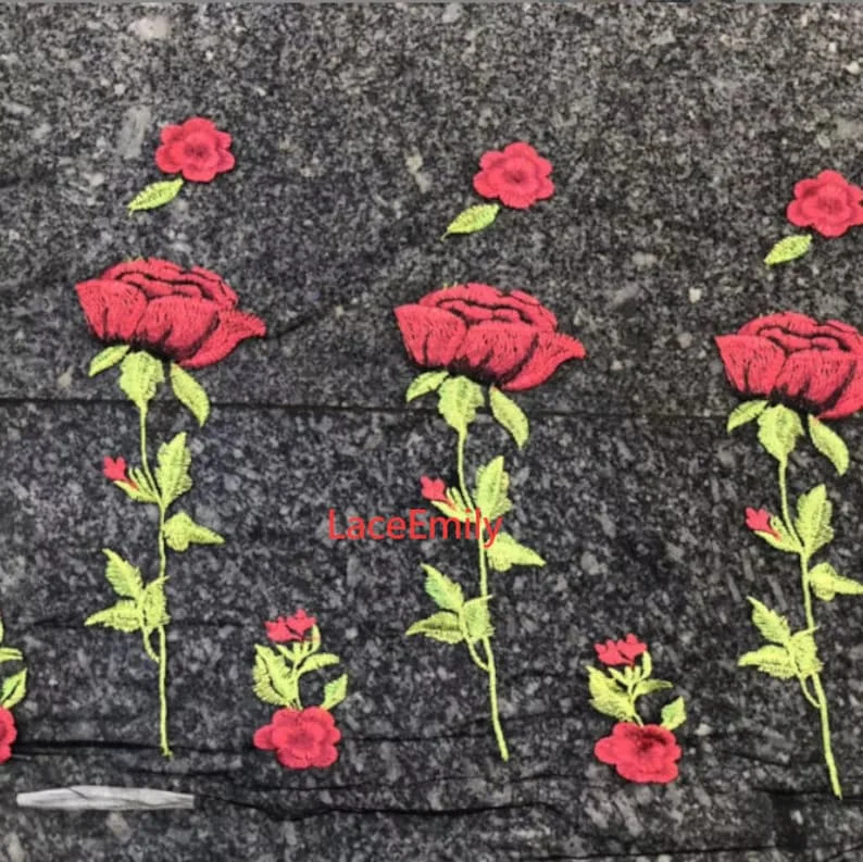 레드 로즈 레이스 원단 꽃 자수 부드러운 블랙 화이트  - Embroidery Veil 리뷰 및 가격