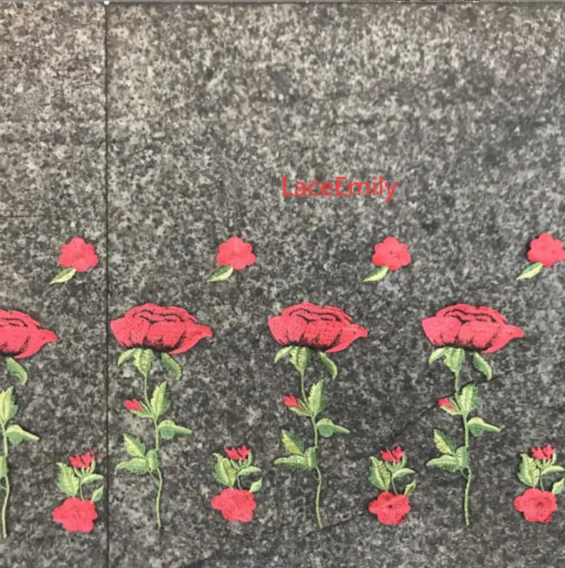 레드 로즈 레이스 원단 꽃 자수 부드러운 블랙 화이트  - Embroidery Veil 리뷰 및 가격