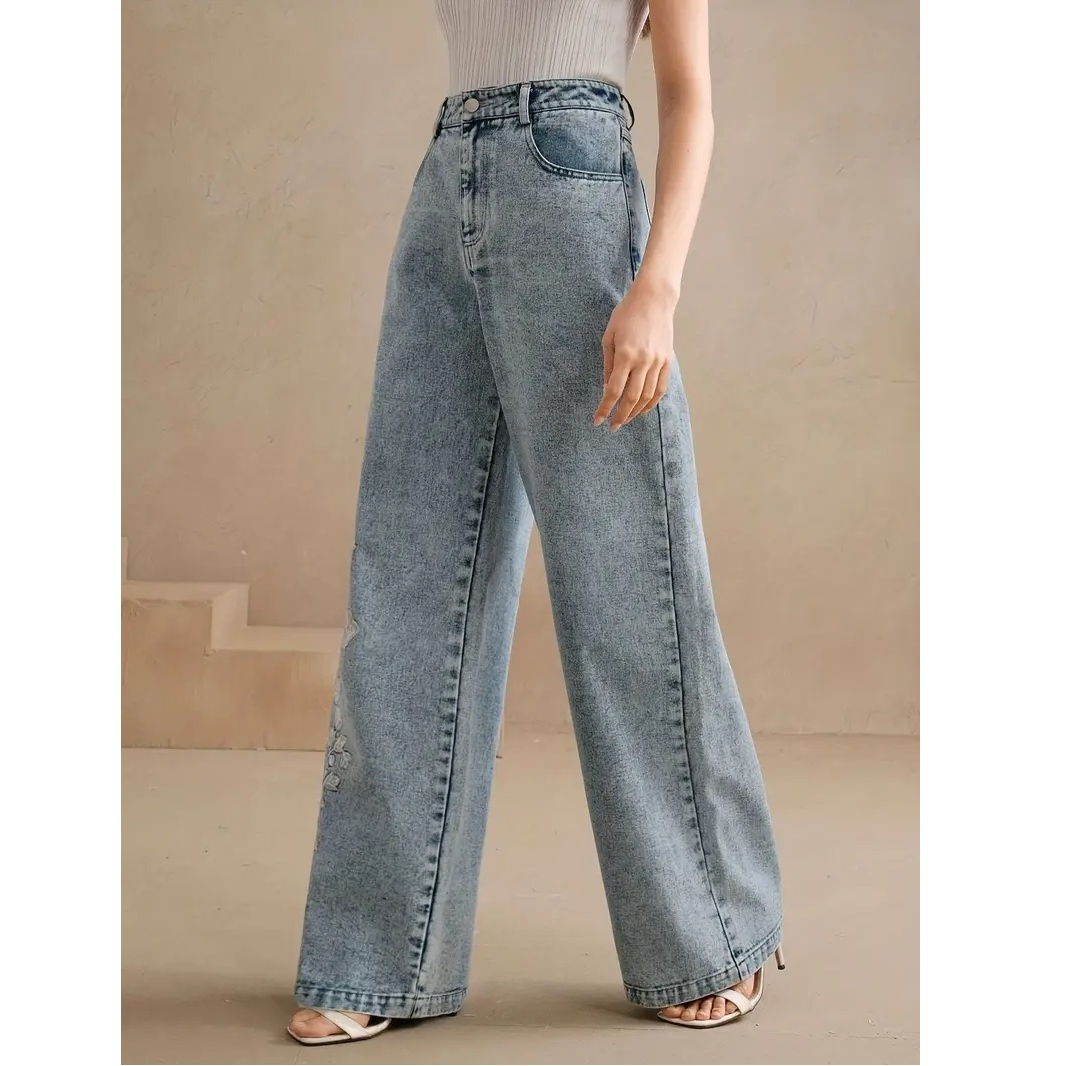 Y2K 팬츠 2025년 신상 여성용 플러스 사이즈 편안 - Embroidery Jeans 리뷰 및 가격