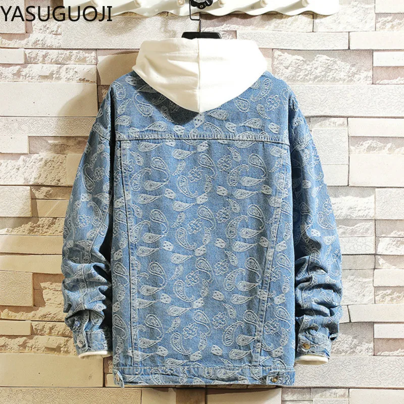 새로운 2025 봄 일본 빈티지 인쇄 데님 재킷 남자  - Embroidery Jeans 리뷰 및 가격