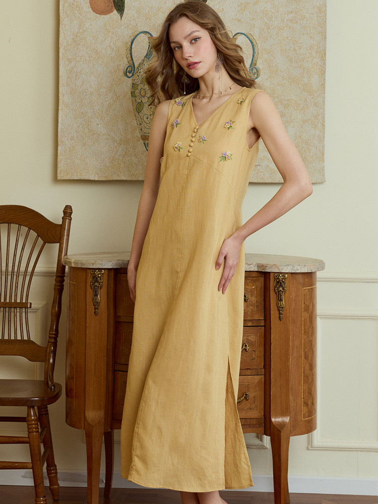 86-98cm 바스트 사이즈 여성용 여름 롱 드레스 프 - Embroidery Yellow Dress 리뷰 및 가격