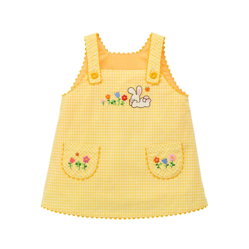 3-6Y 코튼 옐로우 코튼 귀여운 만화 토끼 체크 무늬 - Embroidery Yellow Dress 리뷰 및 가격