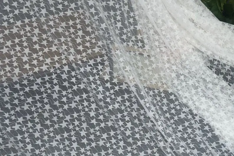 블랙 화이트 소프트 스타 자수 레이스 원단 스타 스트레 - Embroidery Veil 리뷰 및 가격