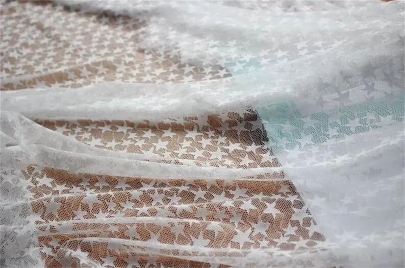 블랙 화이트 소프트 스타 자수 레이스 원단 스타 스트레 - Embroidery Veil 리뷰 및 가격