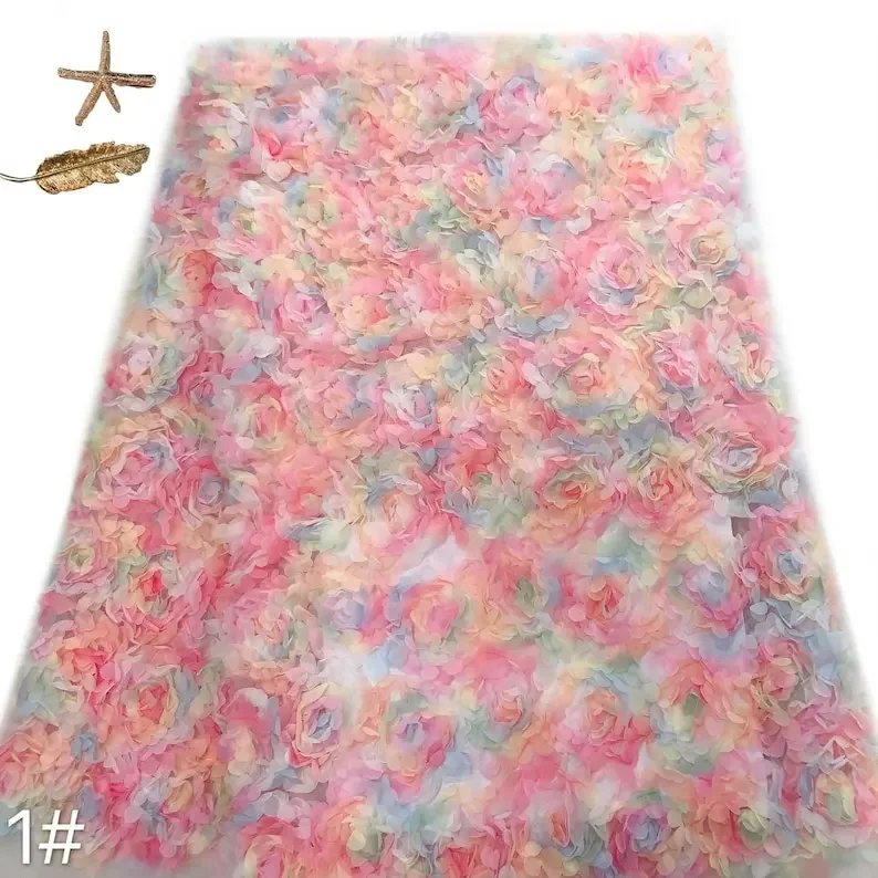 3D 시폰 장미꽃 레이스 원단 꽃 자수 튤 웨딩 파티  - Embroidery Veil 리뷰 및 가격