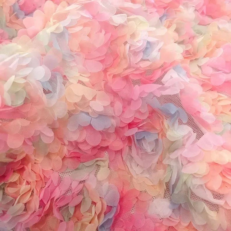 3D 시폰 장미꽃 레이스 원단 꽃 자수 튤 웨딩 파티  - Embroidery Veil 리뷰 및 가격