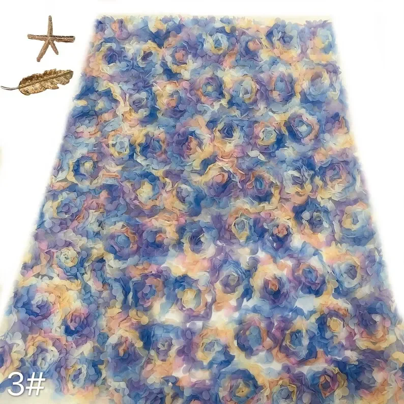 3D 시폰 장미꽃 레이스 원단 꽃 자수 튤 웨딩 파티  - Embroidery Veil 리뷰 및 가격