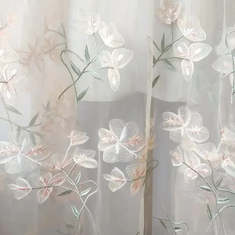 아름다운 꽃 레이스 원단 살구색 꽃무늬 튤 자수 원단  - Embroidery Veil 리뷰 및 가격