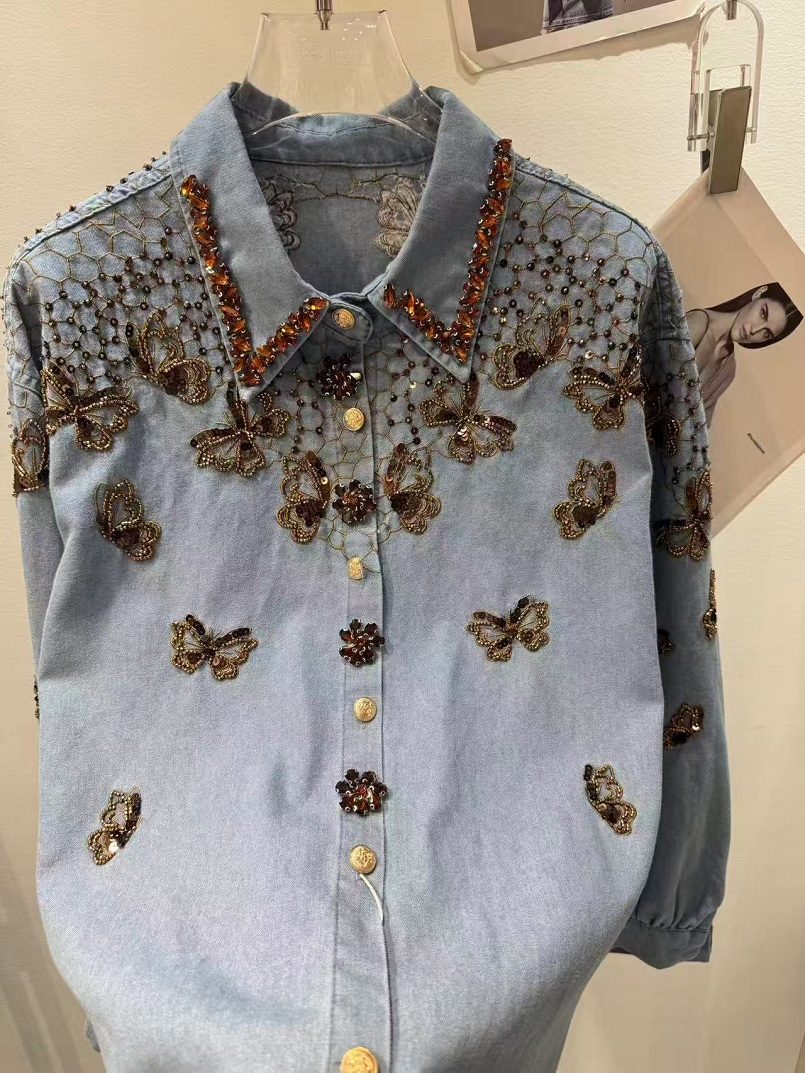 여성용 럭셔리 스타일 데님 재킷 루즈핏 캐주얼 패션 셔 - Embroidery Jeans 리뷰 및 가격