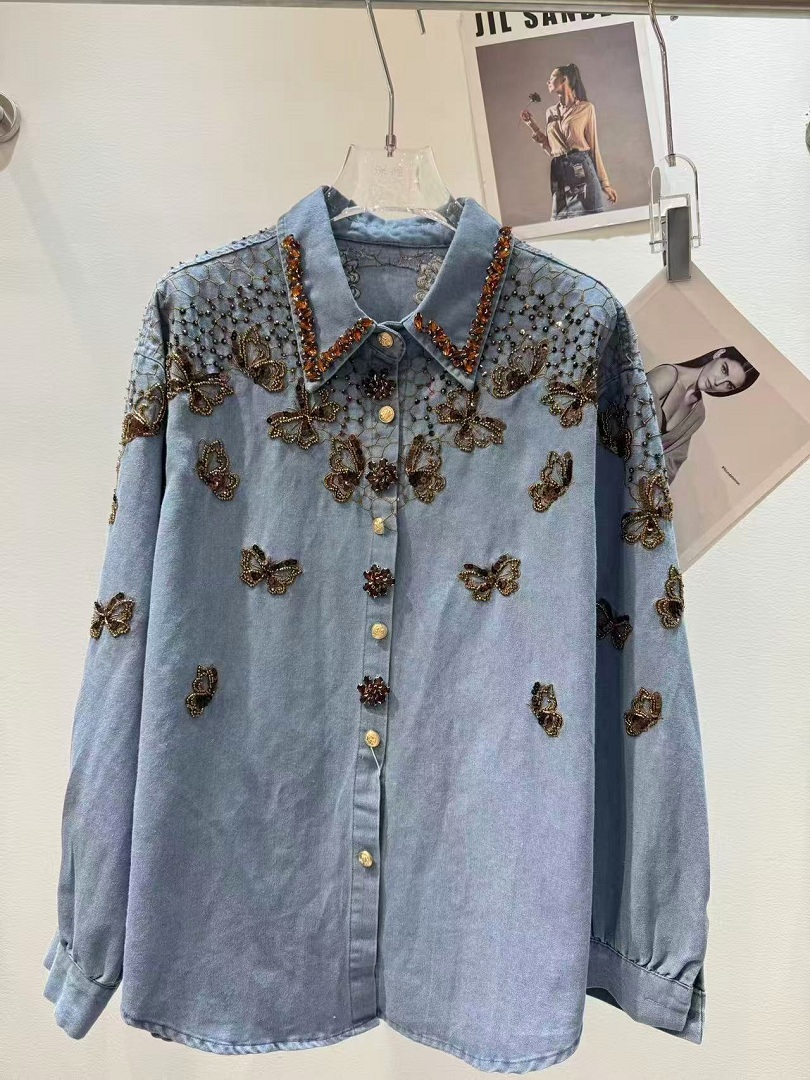여성용 럭셔리 스타일 데님 재킷 루즈핏 캐주얼 패션 셔 - Embroidery Jeans 리뷰 및 가격
