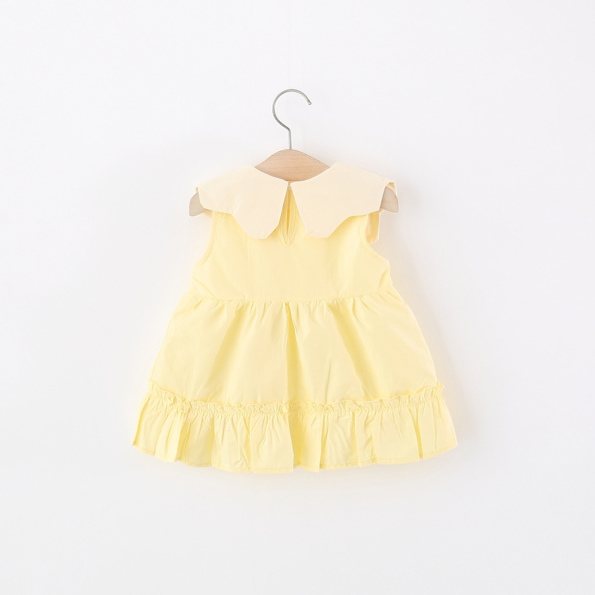 유아 소녀 노란색 면 드레스 민소매 피터팬 칼라 자수  - Embroidery Yellow Dress 리뷰 및 가격